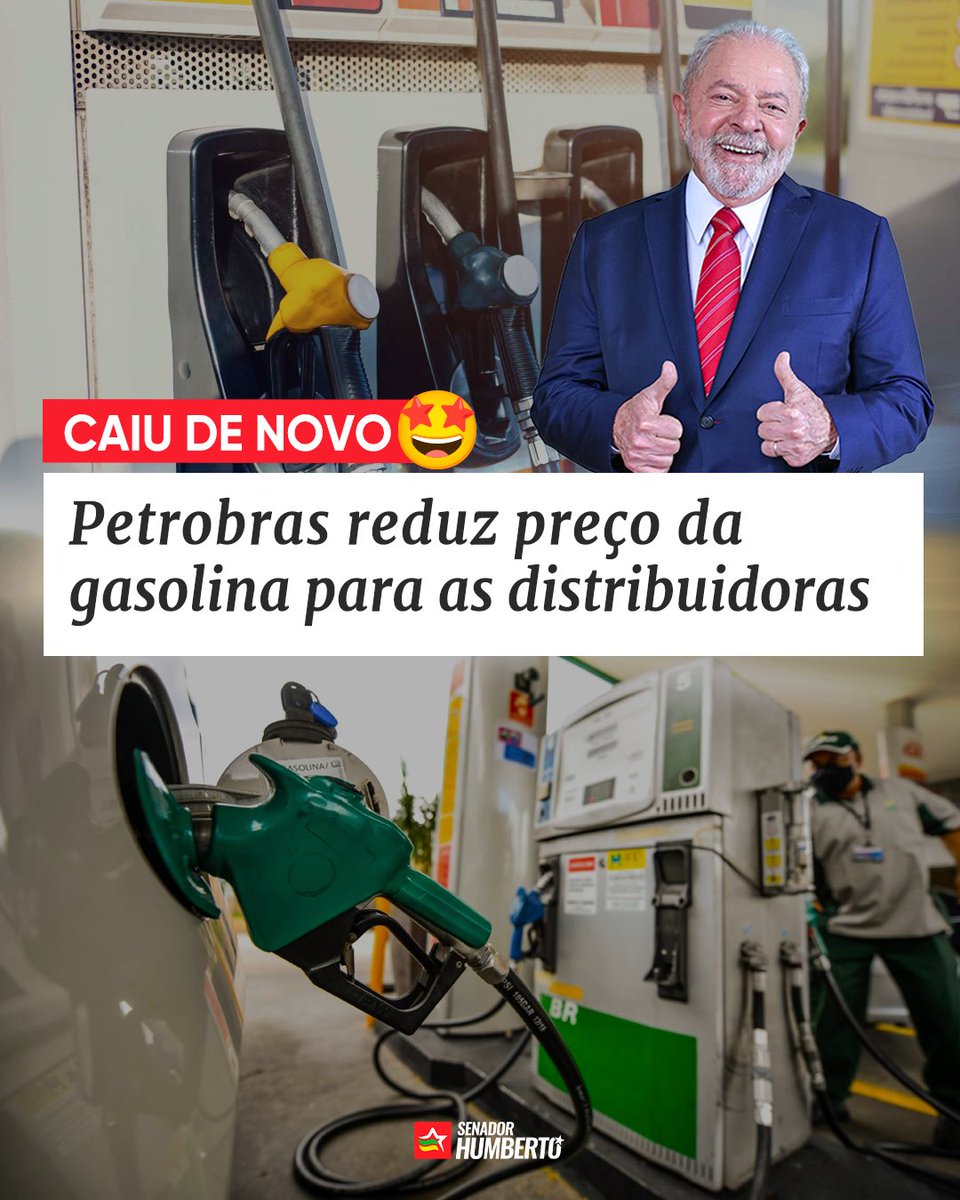 Mais uma boa notícia para o Brasil. A Petrobras vai reduzir R$ 0,13 no litro da gasolina para as distribuidoras. Isso tem um reflexo nas bombas e, especialmente, na inflação, que tende a cair com mais essa medida positiva. O Brasil está voltando a crescer junto com o seu povo!