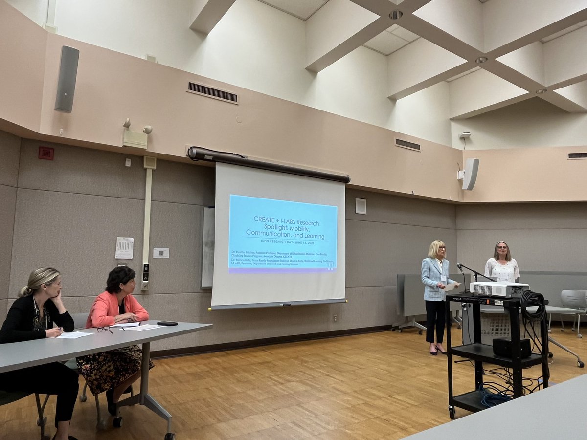 Dr Heather Feltner and Dr Patricia Kuhl sharing their amazing work on mobility and learning- using technology to advance the amazing field of development AND disability #IDDRC
