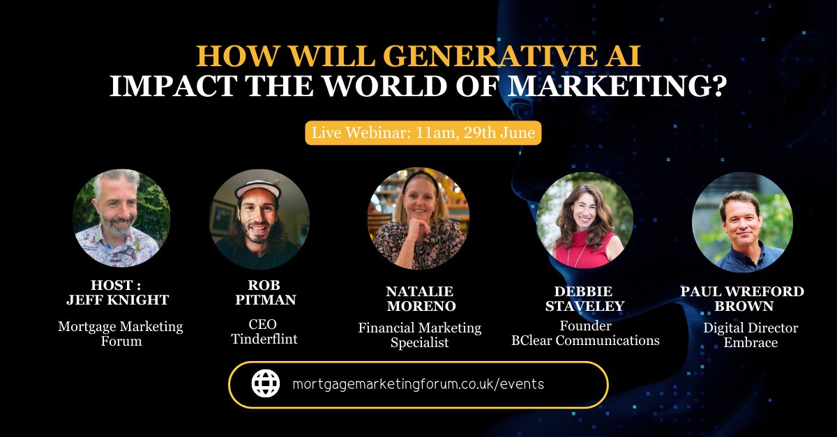 Next up. Generative AI Webinar discussion. 

Save your seat 👉mortgagemarketingforum.co.uk/events