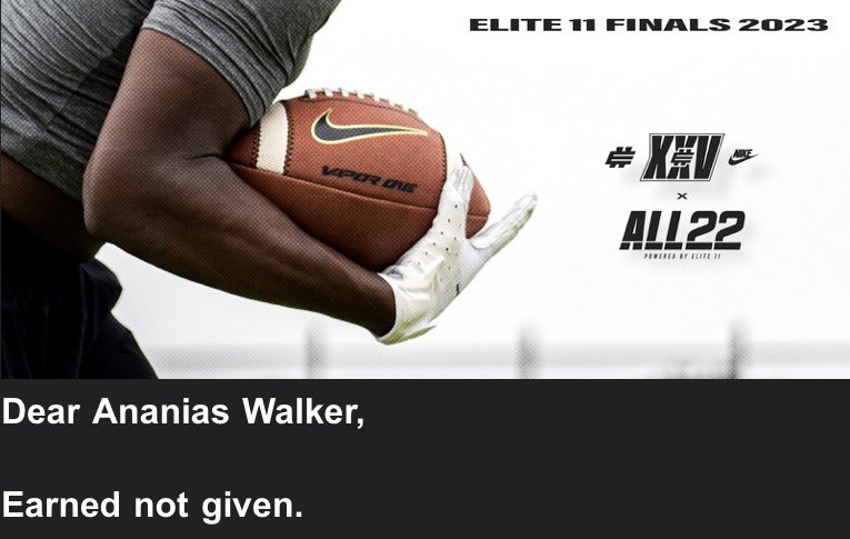 thankful and Blessed to be Invited to the Elite 11 &amp; All-22 Finals! looking forward to competing 
<a href="/TheOpening/">ALL22</a> <a href="/Elite11/">Elite11</a> <a href="/Stumpf_Brian/">Brian Stumpf</a> 
<a href="/BrandonHuffman/">Brandon Huffman</a> <a href="/samspiegs/">Sam Spiegelman</a> <a href="/KTPrepElite/">KT Prep</a> <a href="/jak_rtz/">Julian</a> <a href="/adamgorney/">Adam Gorney</a> <a href="/JedidiahWang/">Jedidiah Wang</a>