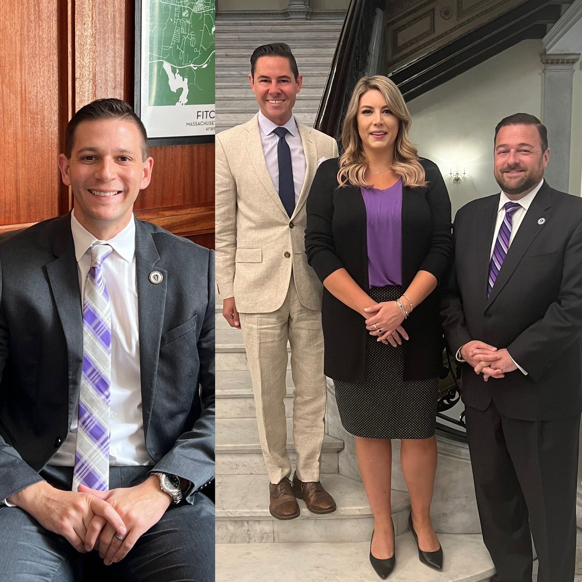 State Rep Mike Kushmerek, @JakeForSenate, @JessicaGiannino, & I are all wearing purple for World Elder Abuse Awareness Day. If you know of or suspect this is happening to someone you love, you can report any time at (800) 922-2275 or online at mass.gov/reporting-elde….