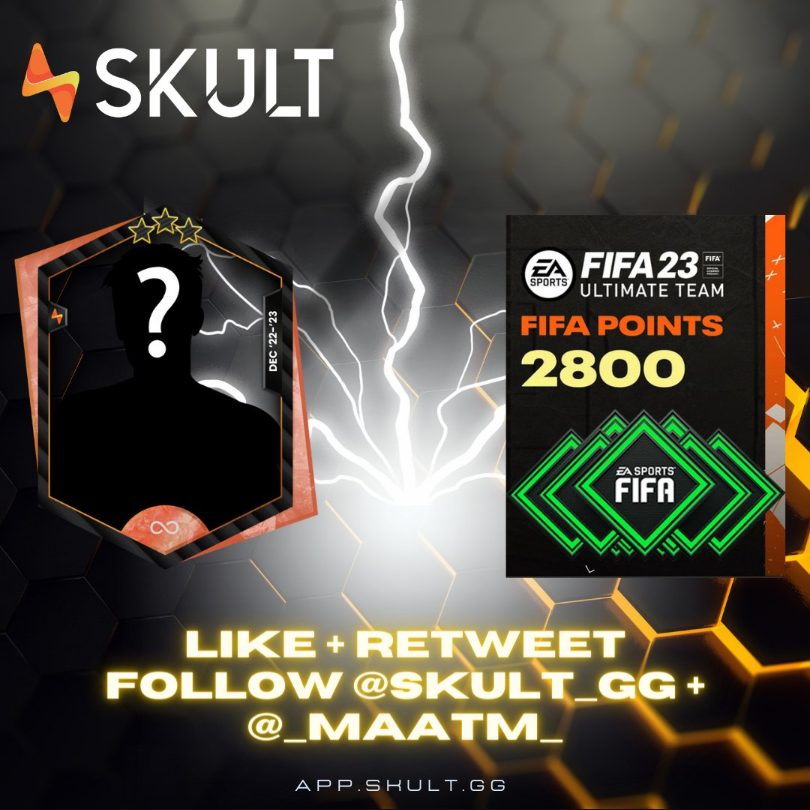 🎁 #Giveaway #FUT🎁

Tente de gagner 25€ de points FIFA et une carte Bronze d’un streamer sur <a href="/SKULT_gg/">SKULT.gg ⚡️</a> 

Pour participer c’est simple tu dois 👇

❤️ Follow <a href="/SKULT_gg/">SKULT.gg ⚡️</a> et <a href="/_MaatM_/">MaatM</a> 
🔁 Like et retweet ce tweet
⏳ T.A.S le 22/06/2023
