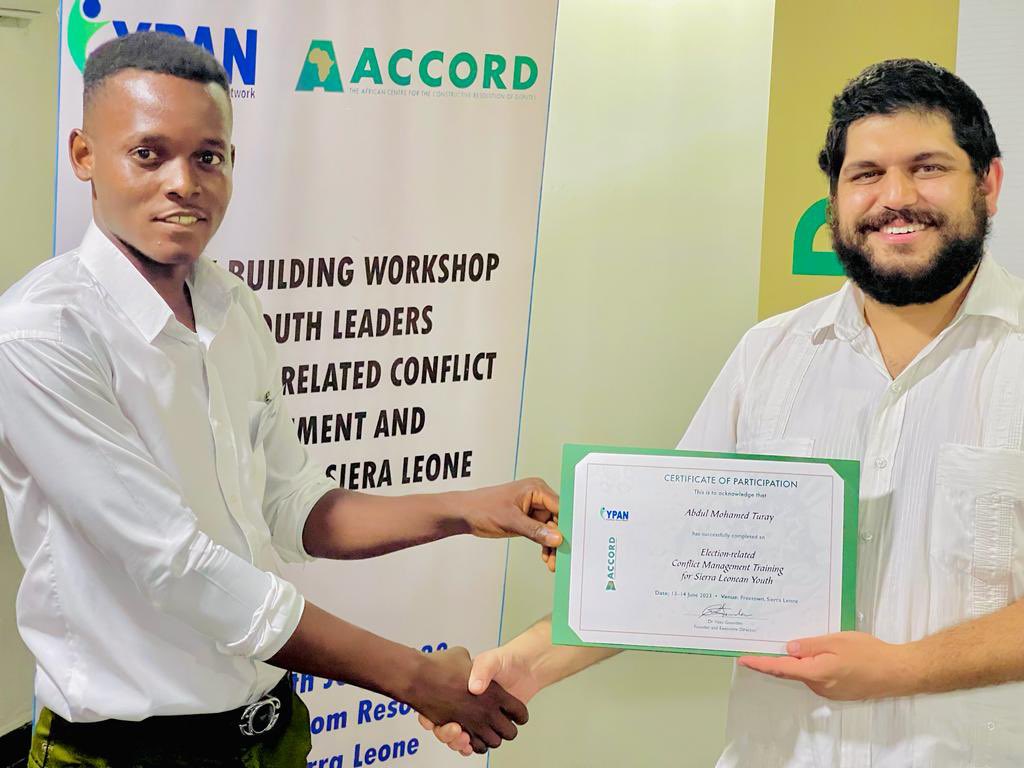 NetworkYpan's tweet photo. Two days workshop for youth leaders on election-related management & prevention #SierraLeone successfully ended by certifying youth leaders as agents of change @NetworkYpan would like to thank the #Youth4PeaceProgram and @ACCORD_online for the support
@AU_AYAPs https://t.co/RepSNtgXGu