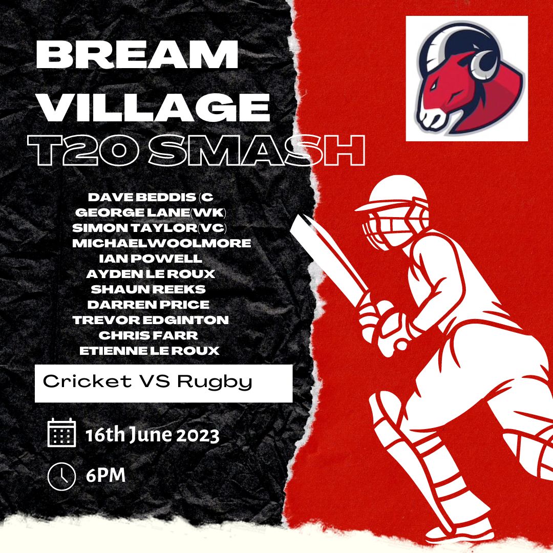 Tomorrow we face <a href="/BreamRFC/">Bream RFC</a> in the final game of the T20 village tournament, the winner takes it all! Who will the Bream ashes?