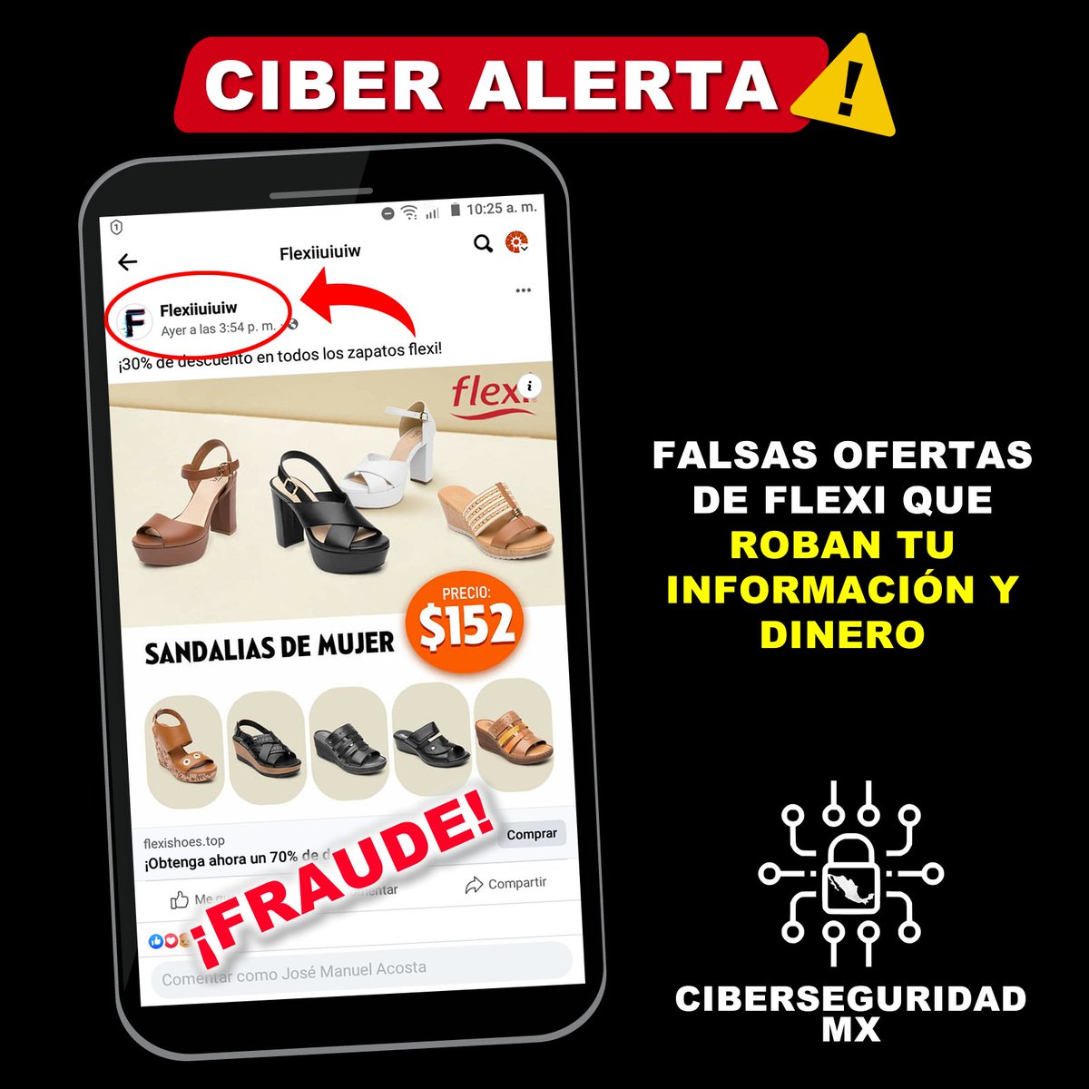 MexicoCiber's tweet photo. 🚧🚨¡CIBERALERTA!🚨🚧
Cibercriminales están robando datos personales y bancarios de tarjetas de crédito y debito con anuncios pagados en redes sociales, suplantando a la marca @flexi , te mandaran a la página falsa www(.)cloethingstore(.)shop.
¡NO DES CLIC Y NO DES INFORMACIÓN! https://t.co/r3s7XnMoY2