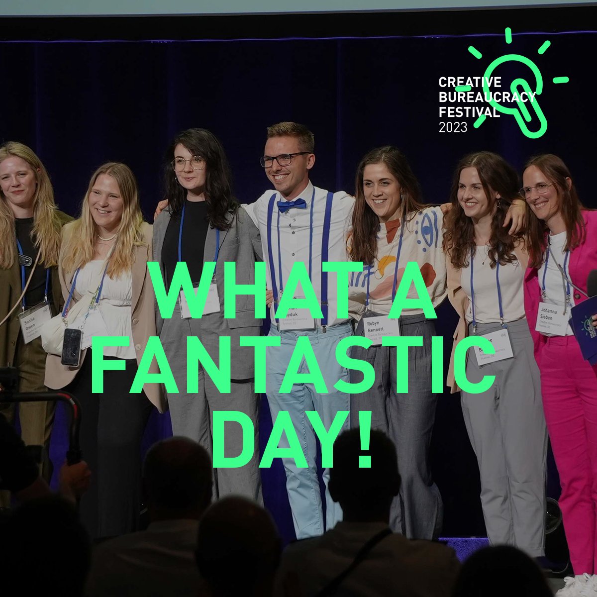 CreatBureauFest's tweet photo. What a fantastic day!!! 🎉
Once again you managed to far exceed our expectations.💚💙
🫶 Thank you to everyone who was there today and to everyone who contributed to the inspiring programme and experience!
IT WAS GREAT!
#CBF23 #CreativeBureaucracyFestival https://t.co/EcaKvZFMRO