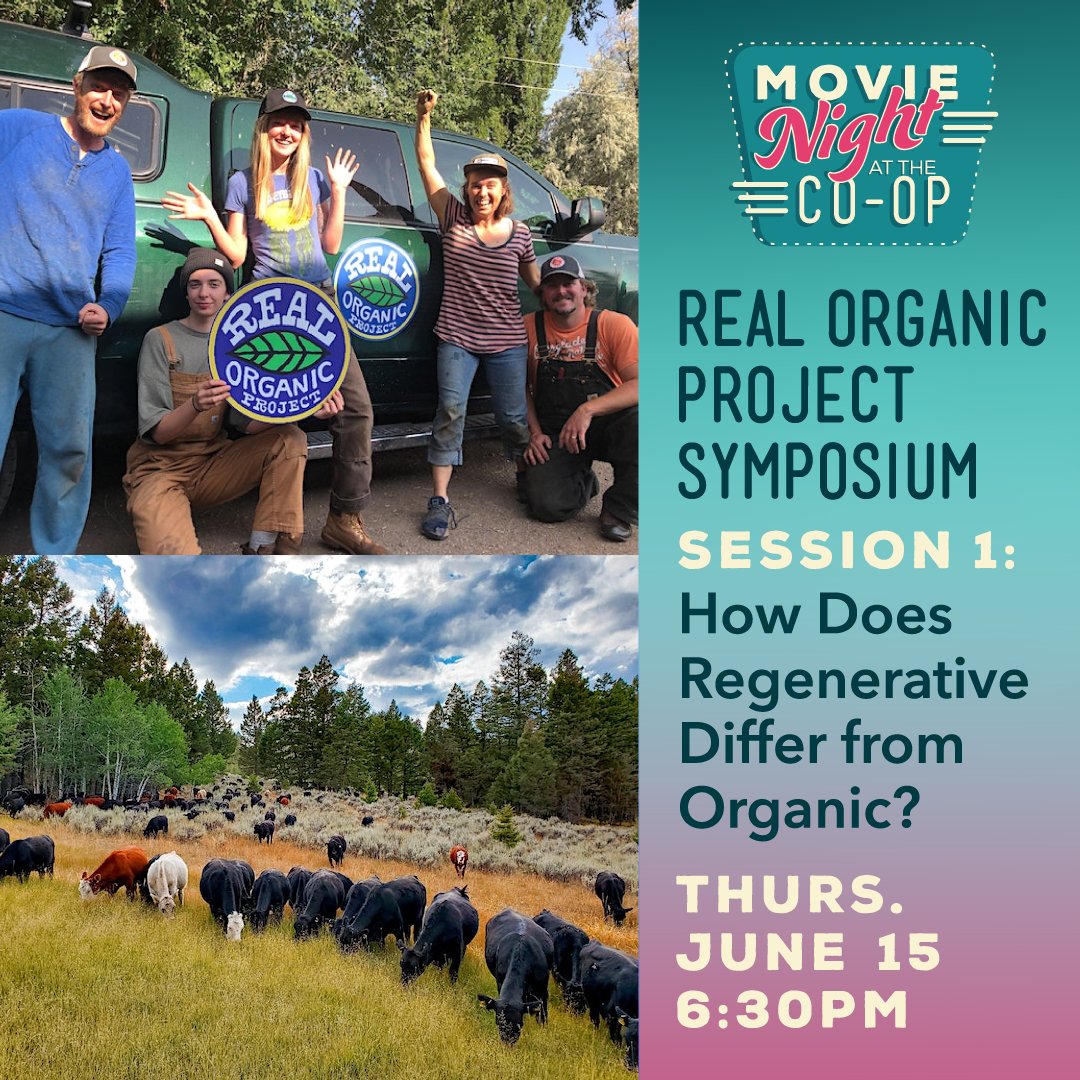 Check out movie night <a href="/sacfoodcoop/">Sacramento Natural Foods Co-op</a> TONIGHT and learn more about the Real Organic Project and how the terms organic and regenerative are being used to differentiate, greenwash, or both. More than 40 folks in the food world share their voices, including a few local farmer friends.