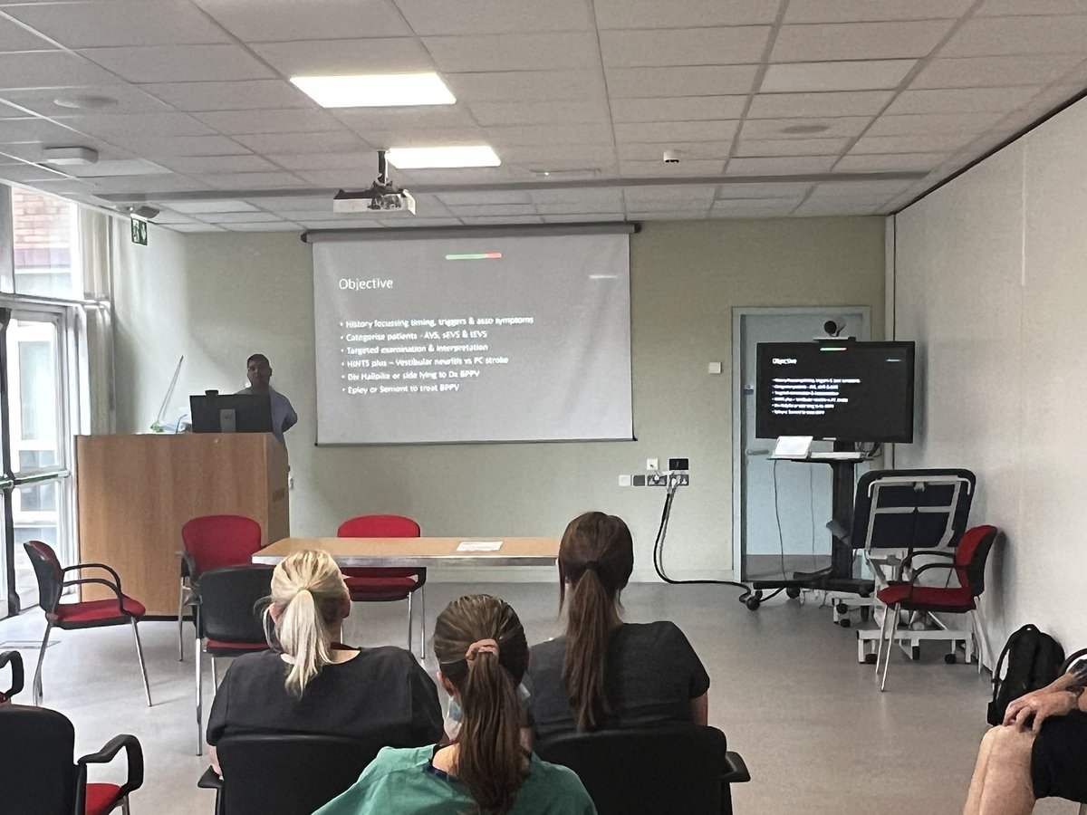 So excited to be working with the Emergency Dept, ENT & Stroke Team in @SouthernHSCT on the New ‘Dizzy Pathway’. 

Today saw the first teaching session for the Teams.

We hope to launch the Pathway mid July 😁🥳

#Stroke
#VestibularNeuritis
#VestibularMigraine
#BPPV