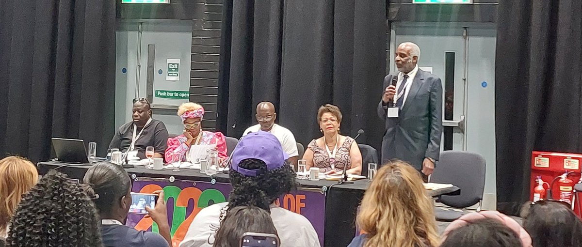 Standing ovation for Dr Neville Lawrence OBE during the National Black Mambers fringe event at the @unisontheunion #ndc23. Dr Lawrence shared: 'I am 81 years old and still never take 'No' for an answer when I know I am right. With the Union on our side, justice will prevail'