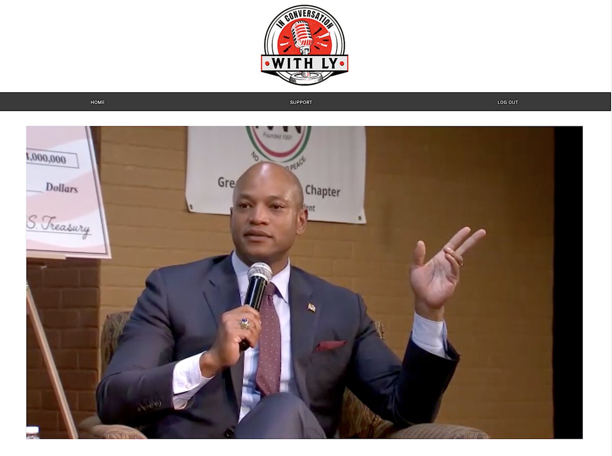 LoritaKimble's tweet photo. What an honor to livestream Maryland @GovWesMoore as the special guest on Larry Young’s new Podcast “In Conversation with LY” at the historic Arena Players in Baltimore last night. https://t.co/DtIN5h2gkW
