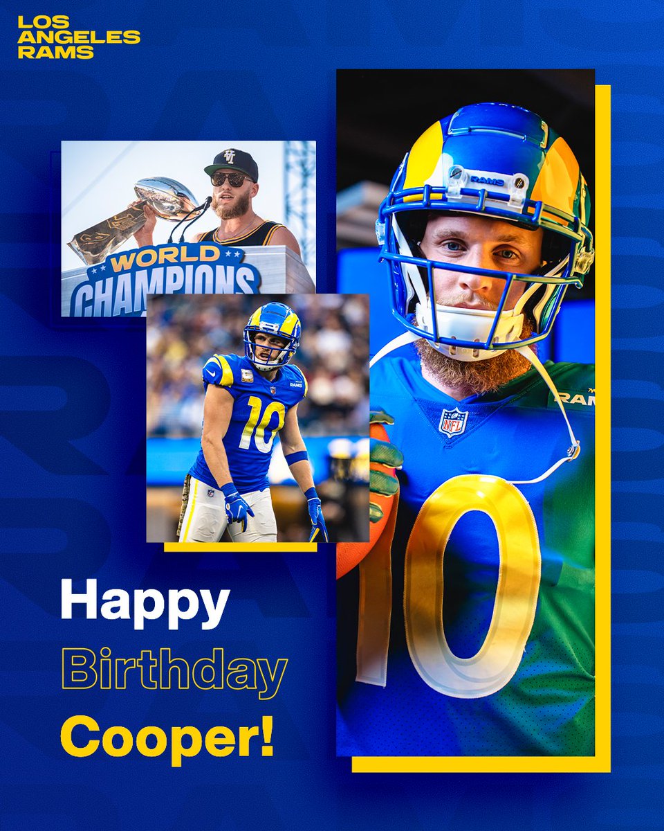 RamsNFL's tweet photo. Retweet to wish @CooperKupp a happy birthday! 🥳 https://t.co/k4RZrGAjlo