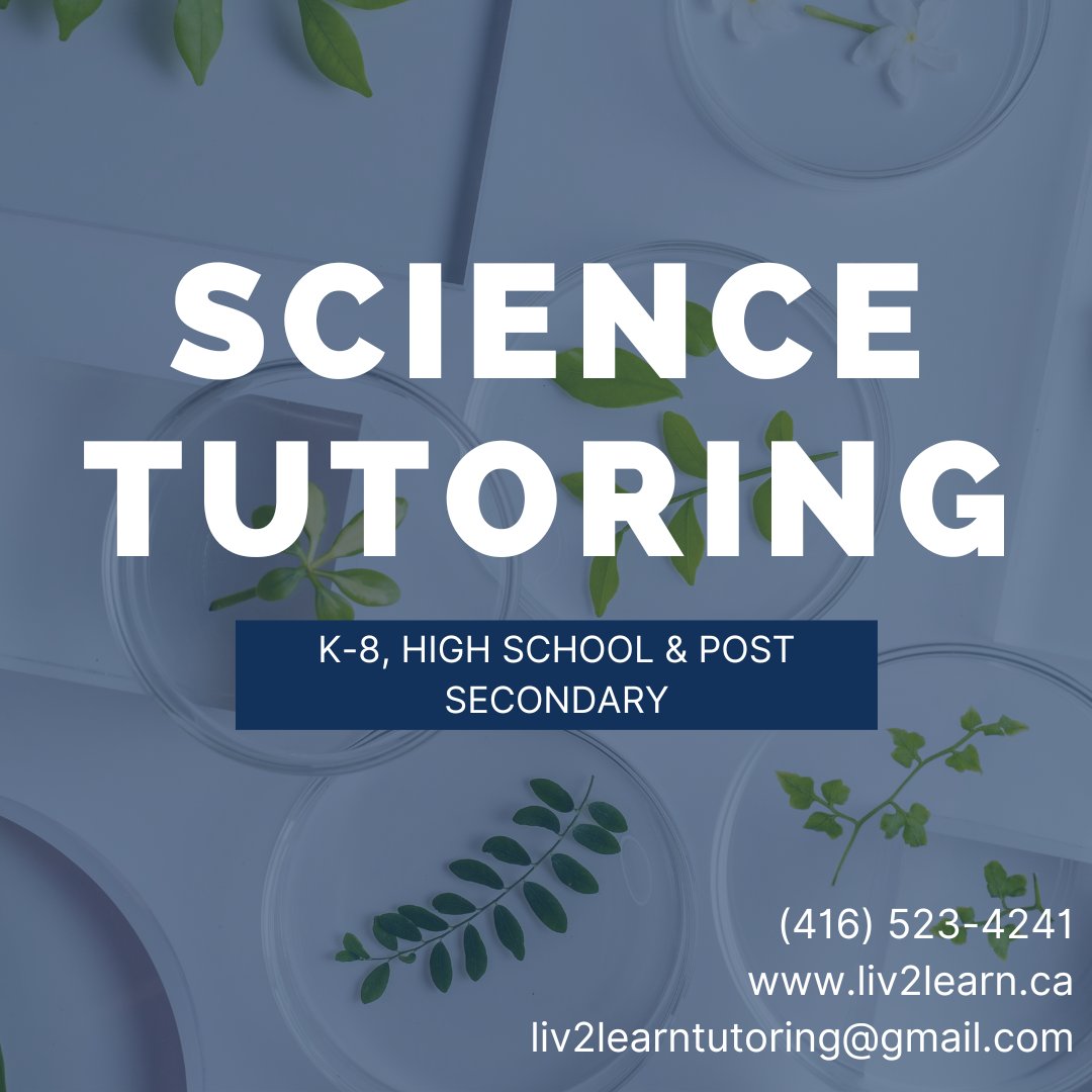 Liv2LearnTutor's tweet image. Have a big test coming up? Don't worry - We tutor Science! 🔬⚛️🧪
From K to 8, High School & Post Secondary, we'll make sure you  feel confident in Science Class!
#Science #ScienceTutor #ScienceHelp #TestPrep #HomeworkHelp #Liv2Learn #ScienceLab #Tutoring #TutoringServices