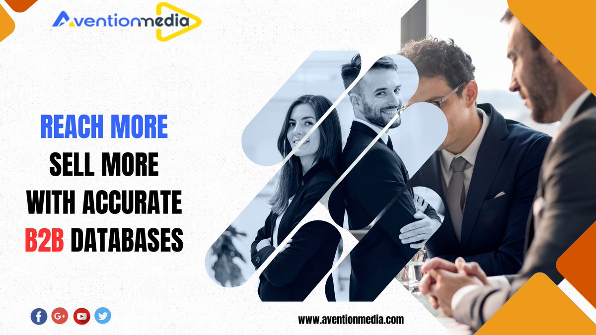 Aventionmedia Deliver B2B Database that is the exact match of your business requirement.

Check now: bit.ly/3IFEkWc

#b2bdatabase #b2bdata #b2b #data #database #emaildatabase #contactdatabase #business #aventionmedia #rtitbot