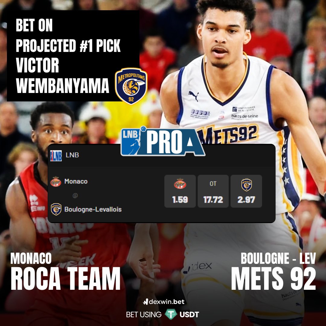 🏀LNB Finals Game 3! 🏀

#Wemby and the Mets 92 take on Monaco AS in Game 3 of the finals! 🏆

💵Make your bets now! 💵

#mets92 #monaco #FinalesBetclicELITE #LNBextra