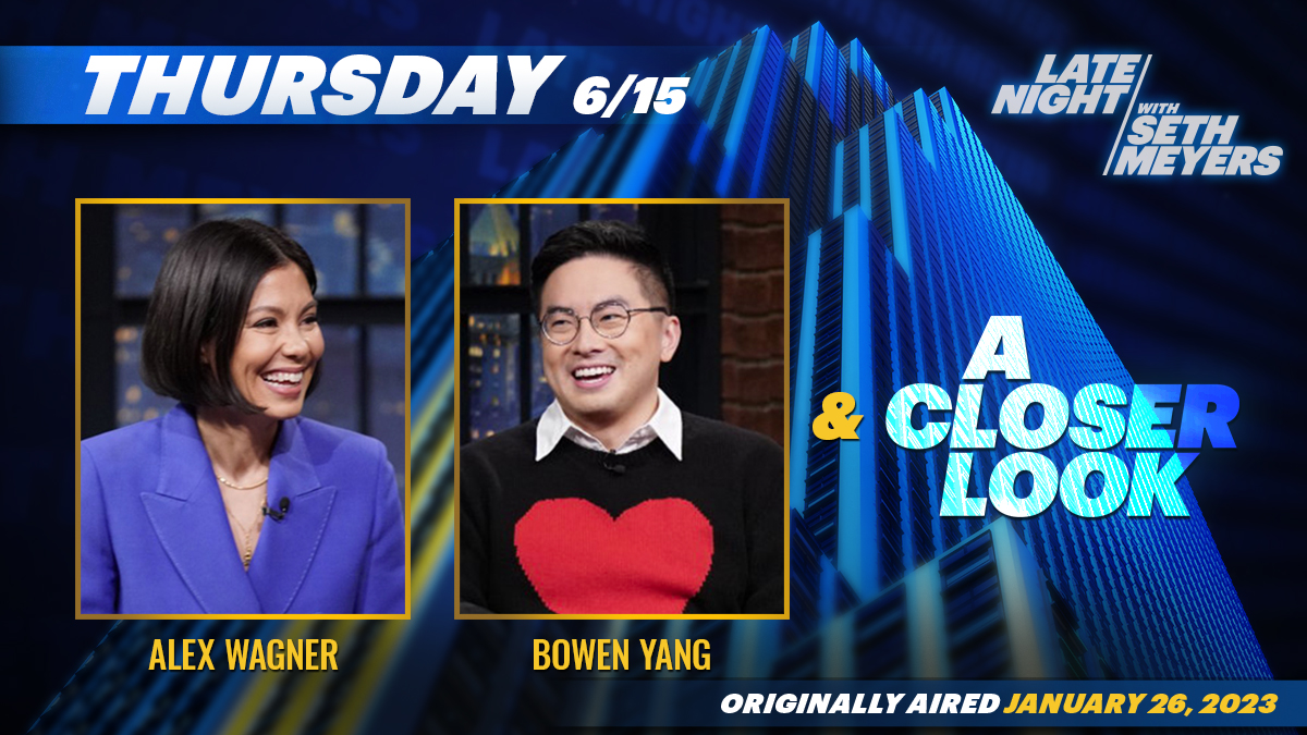 On today’s #LNSM broadcast, Seth chats with @alexwagner and @nbcsnl’s Bowen Yang. Plus, #ACloserLook.