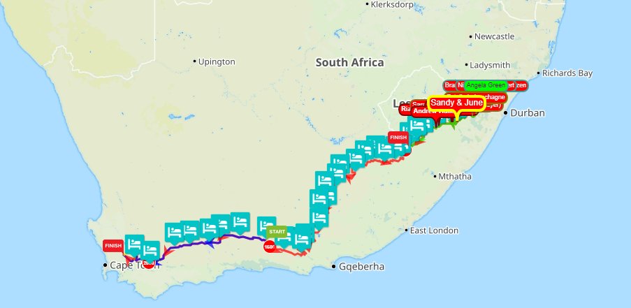 Coming to the end of the 2nd day and @JuneF_sa has covered 200km and about 5000m of climbing. Amazing