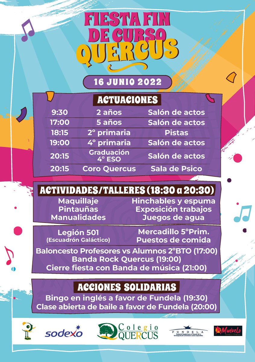 ColegioQuercus's tweet photo. Cambiamos de día nuestra recomendación para invitaros a nuestra FIESTA DE FIN DE CURSO.

Mañana, 16 de junio, no te pierdas el mayor evento del año.

¡No podéis faltar!

🎉 Más información: https://t.co/qPLupJTLZq

#ColegioQuercus #Fiesta #FiestaDeCurso #BoadillaDelMonte https://t.co/YpKZQ7LFDn