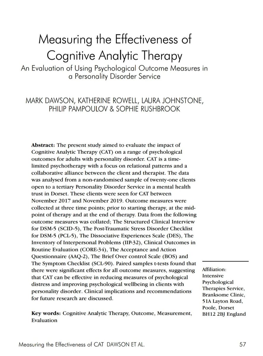 So chuffed to have this paper (which I am a co-author of) published in the International Journal of Cognitive Analytic Therapy and Relational Mental Health! 📚

You can access the full article here: internationalcat.org/volume-5

#research #clinicalpsychology #cognitiveanalytictherapy