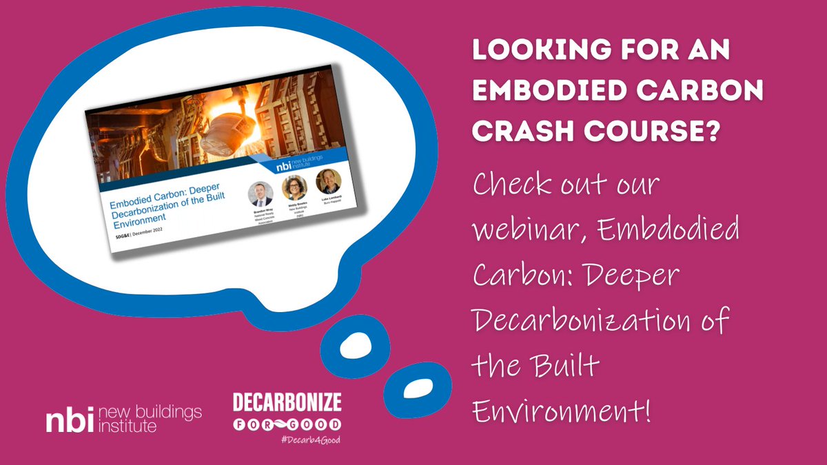 Are you new to the concept of #EmbodiedCarbon (EC)? Check out our on-demand webinar covering EC basics, provides up-to-date information on EC policies & showcases case studies from building design professionals. 

Watch the #webinar here: bit.ly/3Jfr7Ua

#Decarb4Good