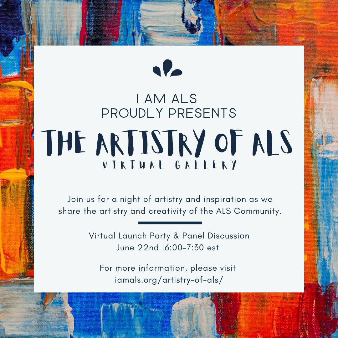 The Artistry of ALS Art Gallery is live! 

Visit a virtual gallery filled with art created by people living with ALS, and make sure to register for the live event next week where we will sit down with some of the talented artists from the gallery!

iamals.org/artistry-of-al…