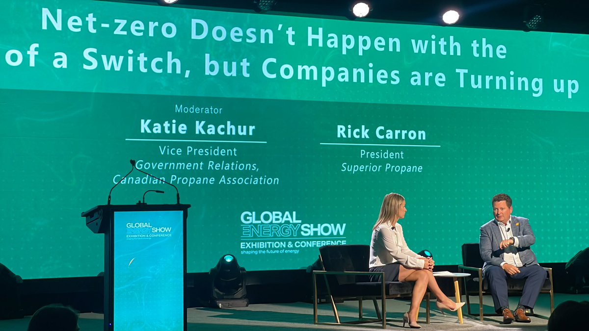 SuperiorPropane's tweet photo. Big thank you to Katie Kachur from the @CanadaPropane for joining Superior Propane's
President Rick Carron at the #globalenergyshow
Fireside Chat yesterday to discuss the vital role of propane to reduce emissions on the journey towards a net zero future!
#PropaneEnergy #NetZero https://t.co/bjMJfDkUWI