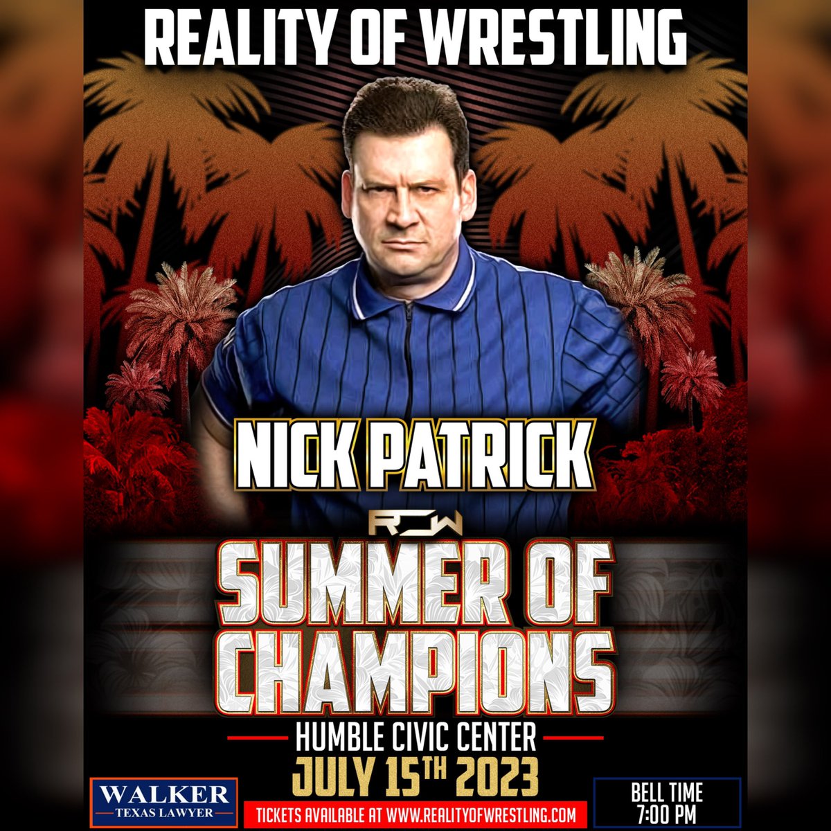 TheOfficialROW's tweet photo. ‼️TALENT ANNOUNCEMENT‼️
There’s only one man that can referee a match as big as our planned main event for Summer of Champions on Saturday, July 15th and that man is Nick Partrick.
Humble Civic Center
8233 Will Clayton Pkwy, Humble, TX 77338
🎫 https://t.co/BA1Eljs50L https://t.co/2eXtZ8Jx6Q