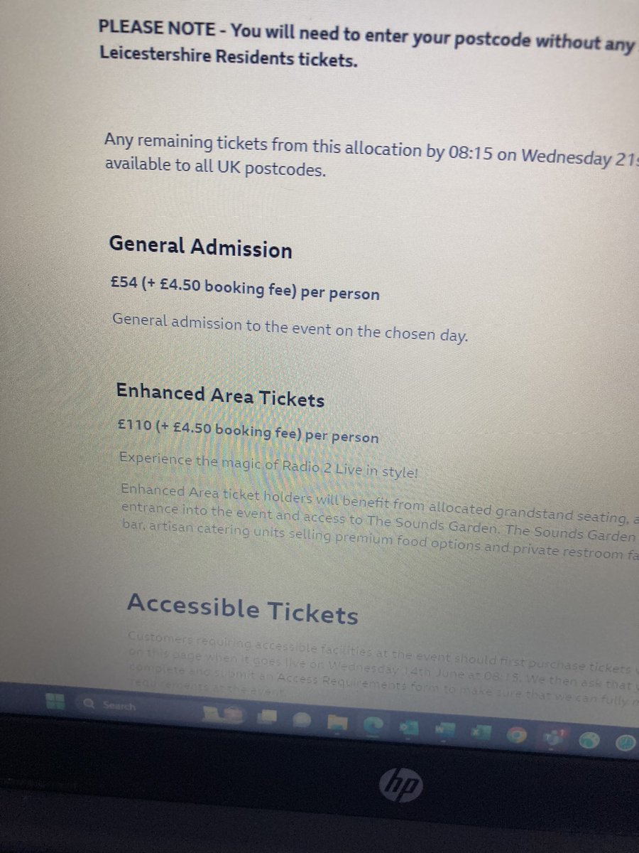M4nda1066's tweet photo. @TicketmasterCS - why are the Radio 2 Enclosure tickets not £110 as advertised (see photo)? Will you be refunding me the difference of £30? Plus the ticket fee is more than advertised 😡 https://t.co/ZMn93G5bud