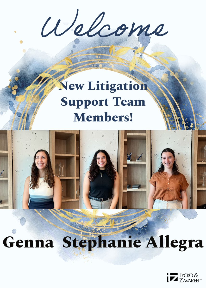 We are so excited to welcome our three new teammates -- Genna Wolinsky, Allegra Lubar and Stephanie Ricker -- to TZ's litigation support staff! #paralegals #litigationsupport #classactions #quitamlawsuits