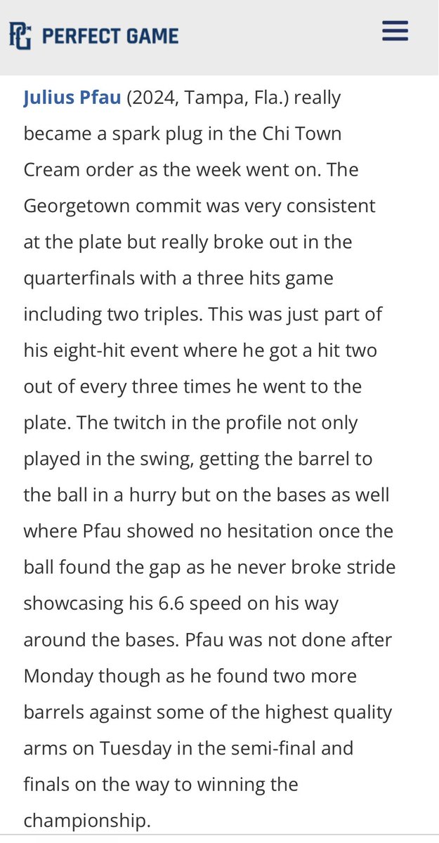 JuliusPfau's tweet photo. Thank you!! @CreamRecruiter  @GUCoachT @Coach_Mac6 @Colt_Olinger @PerfectGameUSA @BPBucBaseball https://t.co/IW5l0ATZ6c