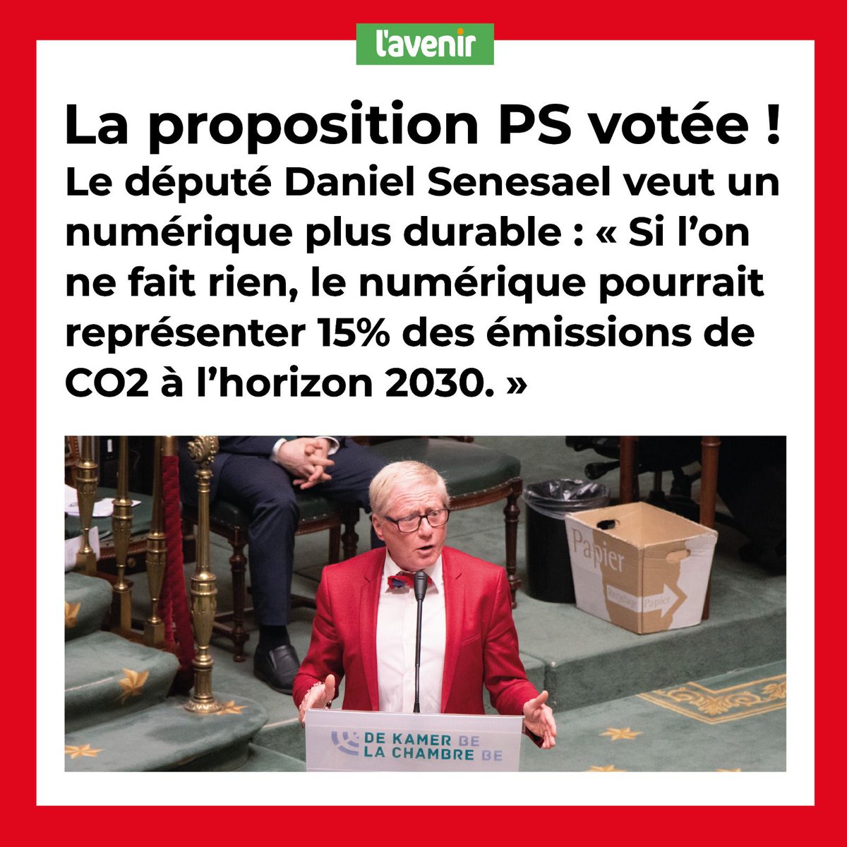 🔴La #propositionPS visant l'évaluation et la réduction des impacts environnementaux et climatiques des équipements numériques (bit.ly/36rdhOv) a été adoptée en séance plénière #LaChambre