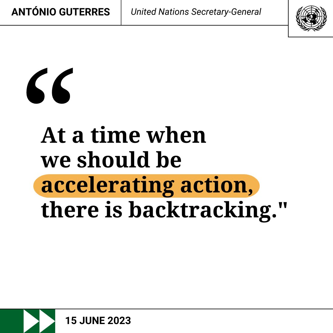 UN's tweet photo. “The climate agenda is being undermined.

At a time when we should be accelerating action, there is backtracking.”

– @antonioguterres warns the world is hurtling toward disaster - eyes wide open. https://t.co/SV0QUscbZM https://t.co/7GTGDYwrOP