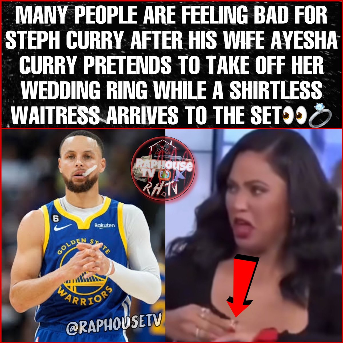 Many People Are Feeling Bad For Steph Curry After His Wife Ayesha Curry Pretends To Take Off Her Wedding Ring While A Shirtless Waitress Arrives To The Set 👀💍💔