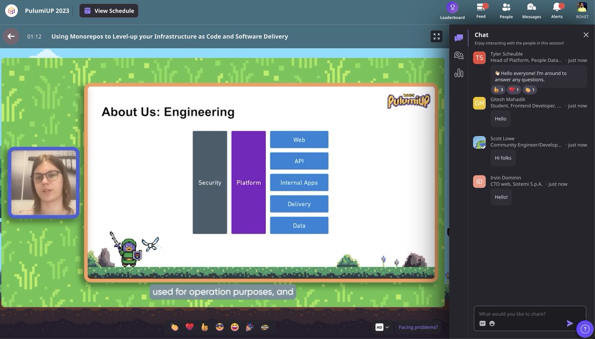 Check out live: Using Monorepos to Level-up your Infrastructure as Code and Software Delivery by @tylerscheuble from @PeopleDataLabs  at #pulumiUP