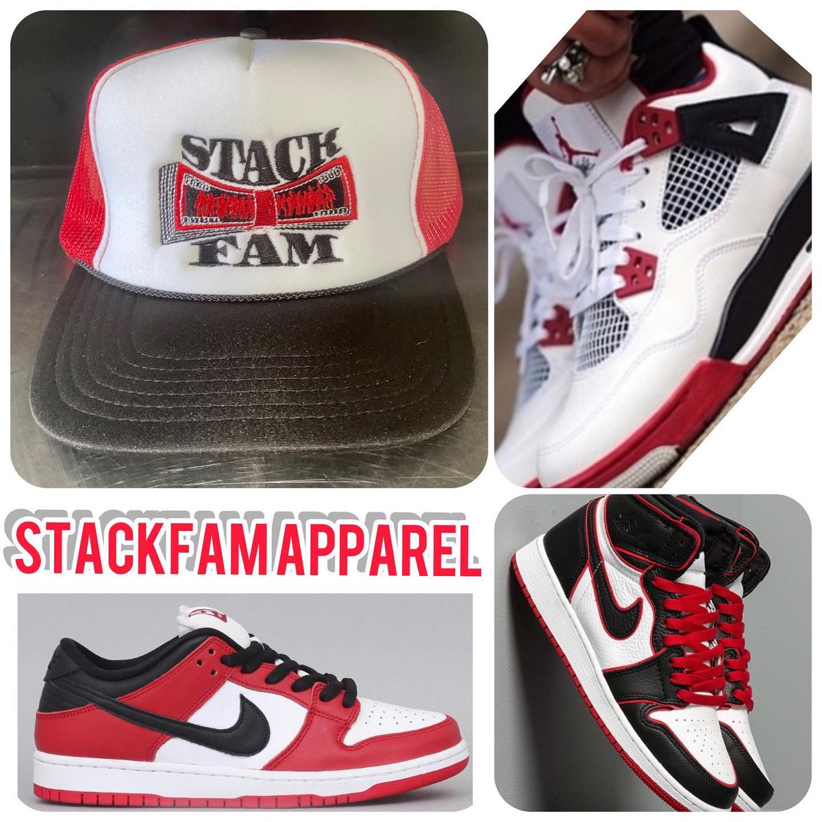 DeazyFrasier's tweet image. Red, Black &amp;amp; White StackFam Trucker Hat Place Your Orders Now! #StackFam #Fyp #Viral ##TruckerHats #Snapbacks