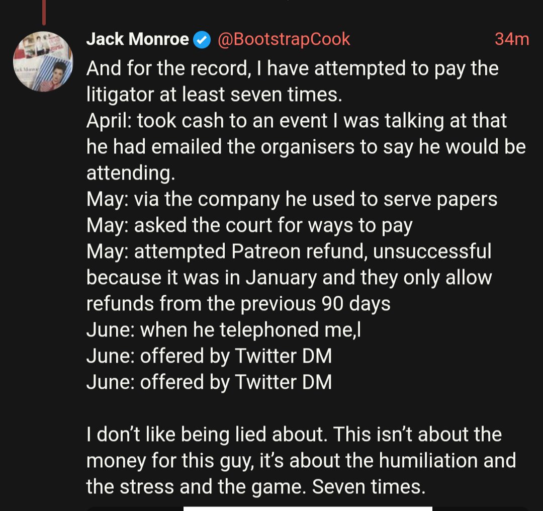 When someone has a judgement debt against you @BootstrapCook it's up to them how they get paid, not the debtor. Your credit would have no knowledge of the first three of these. By June there were a) additional costs to be determined and b) you had payment details anyway?