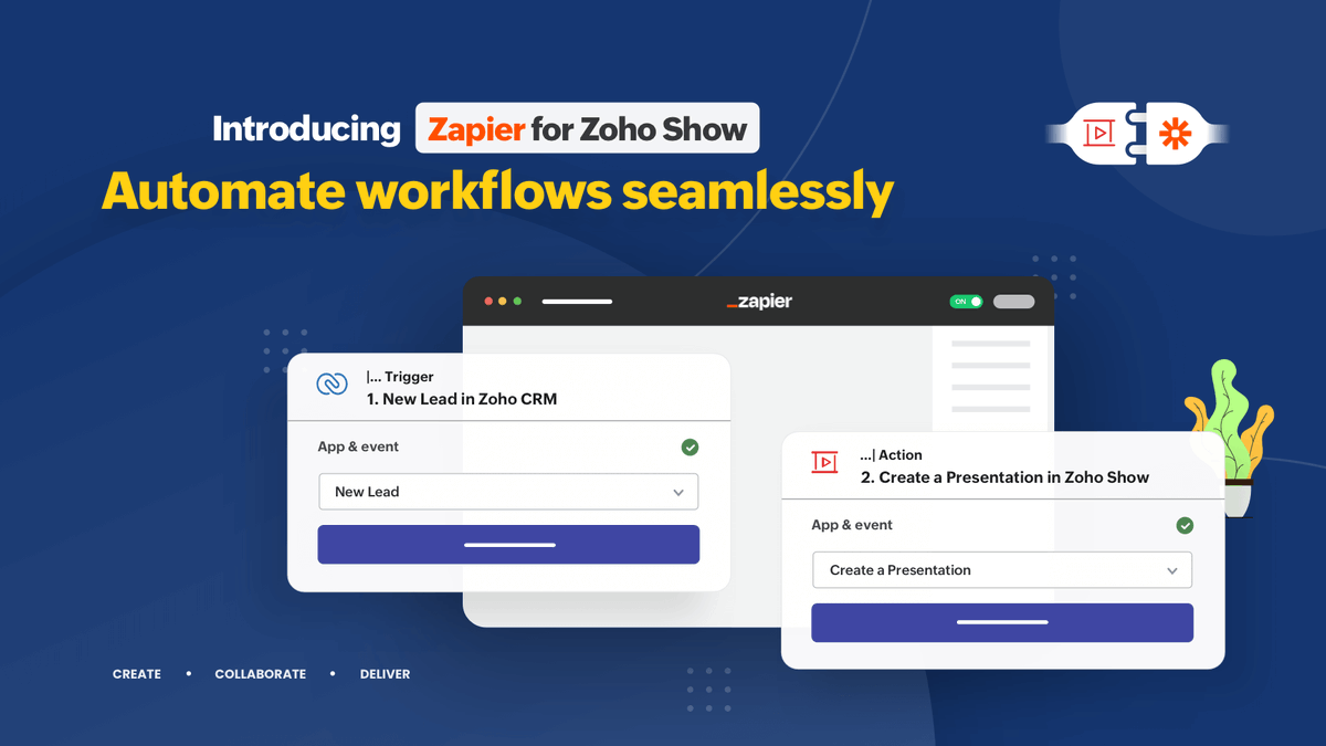 ZohoShow's tweet photo. #Automate tasks, eliminate redundancy, and boost productivity with the Zapier #integration for #ZohoShow. Users can connect Show with 1000s of other apps and create compelling #presentations without writing any code.

🔗 https://t.co/TLfk9JpdXK 

#ShowChronicles #ShowBlog #Zapier https://t.co/VdiZ2JMj5j