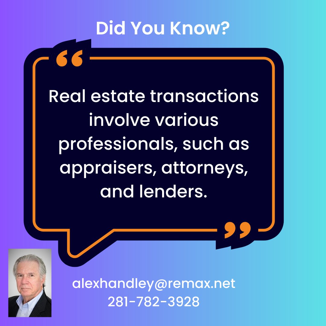 'Looking for a seamless real estate transaction? 🏡💼 With my extensive professional network, including appraisers, attorneys, and lenders, I ensure success every step of the way. #RealEstateSuccess #SmoothTransactions #ProfessionalNetwork #ExpertCollaboration'
