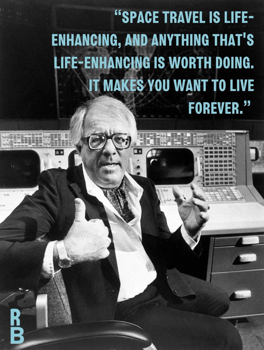 “Space travel is life-enhancing, and anything that's life-enhancing is worth doing. It makes you want to live forever.” -Ray Bradbury 
. 
. 
. 
#RayBradbury #QuotesOnSpace #SpaceTravel #LiveForever