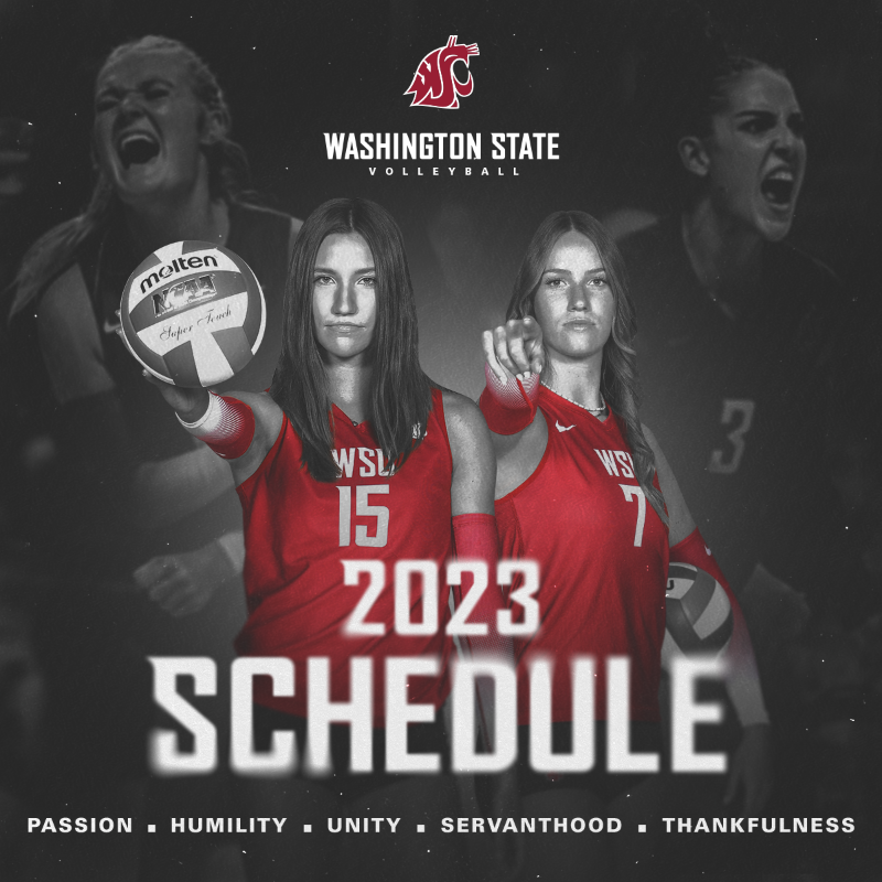 WSUCougarsVB's tweet photo. Schedule drop 2023 is here and it's a good one!

#GoCougs