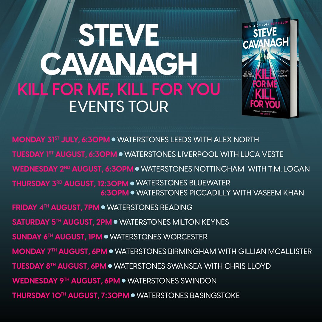 Full list of events now available for the KILL FOR ME, KILL FOR YOU UK TOUR! Huge thanks to @headlinepg & @Waterstones I'll be chatting to some amazing writers! Get your tickets here!
linktr.ee/stevecavanaghe…