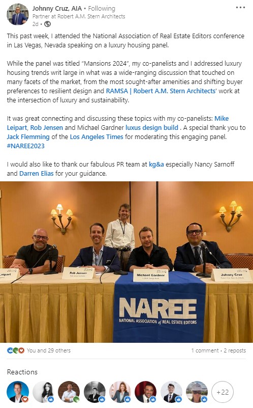 What a great event to be a part of! Thanks again @RNRBulletin and @jflem94 for inviting me to be on this panel of talented and successful #luxury #realestate professionals! #NAREE2023