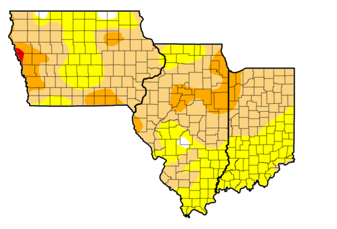 Drought grips nearly 100% of Iowa, Indiana, and Illinois. These states contributed 42% of US corn and 37% of soybeans in 2022. With no rain ahead and a national holiday on June 19th, corn futures are poised to break above January high of $6.11 next week. @OntAg @NOAA