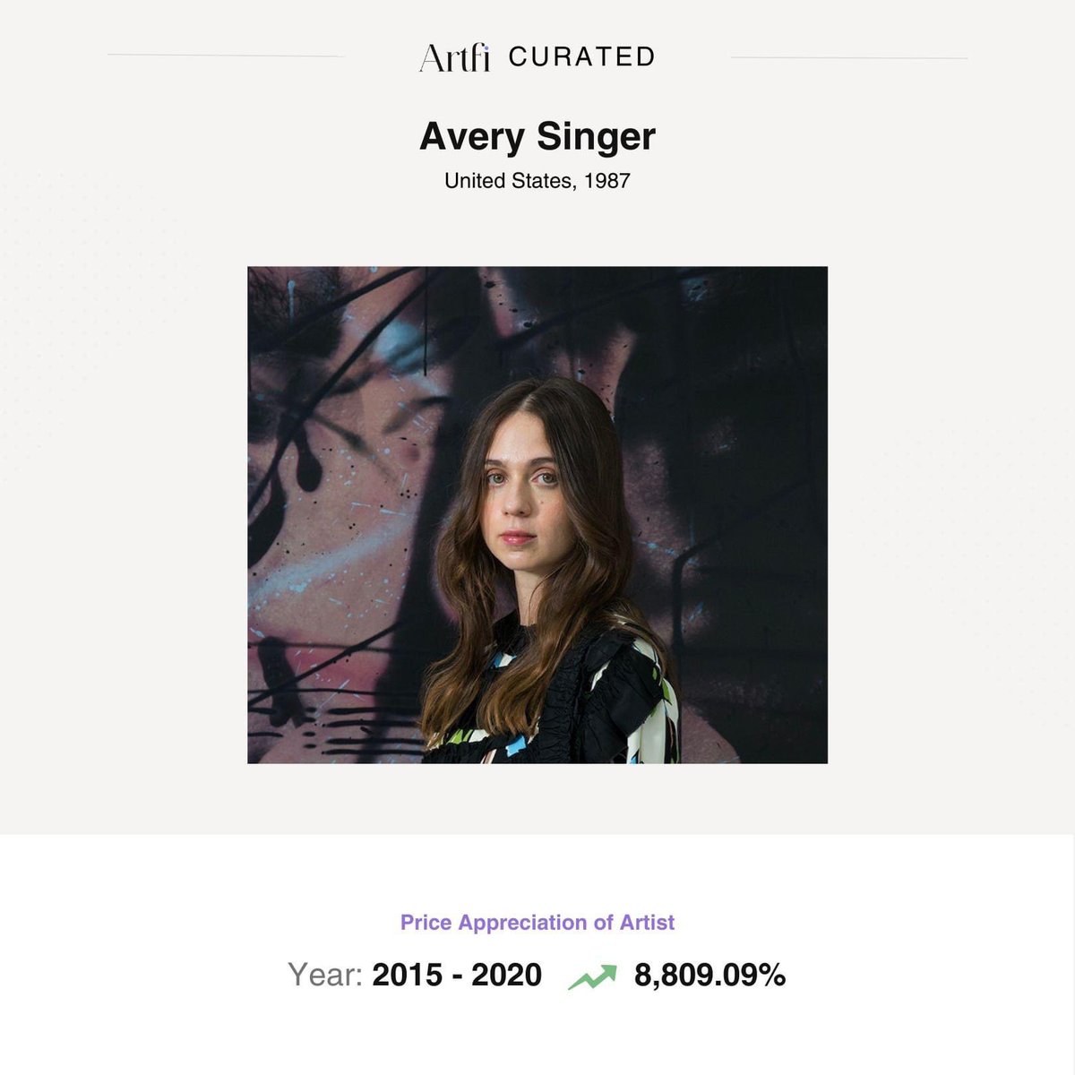 artfiglobal's tweet photo. 🎨✨ Avery Singer, the innovative American artist, fuses technology and painting. Her work skyrocketed in value, with a painting reaching a staggering $4.9 million in 2020, marking a huge 8,809.09% increase from her highest annual sale of $55K in 2015. #AverySinger #ArtValue https://t.co/7xlcjDLFfE