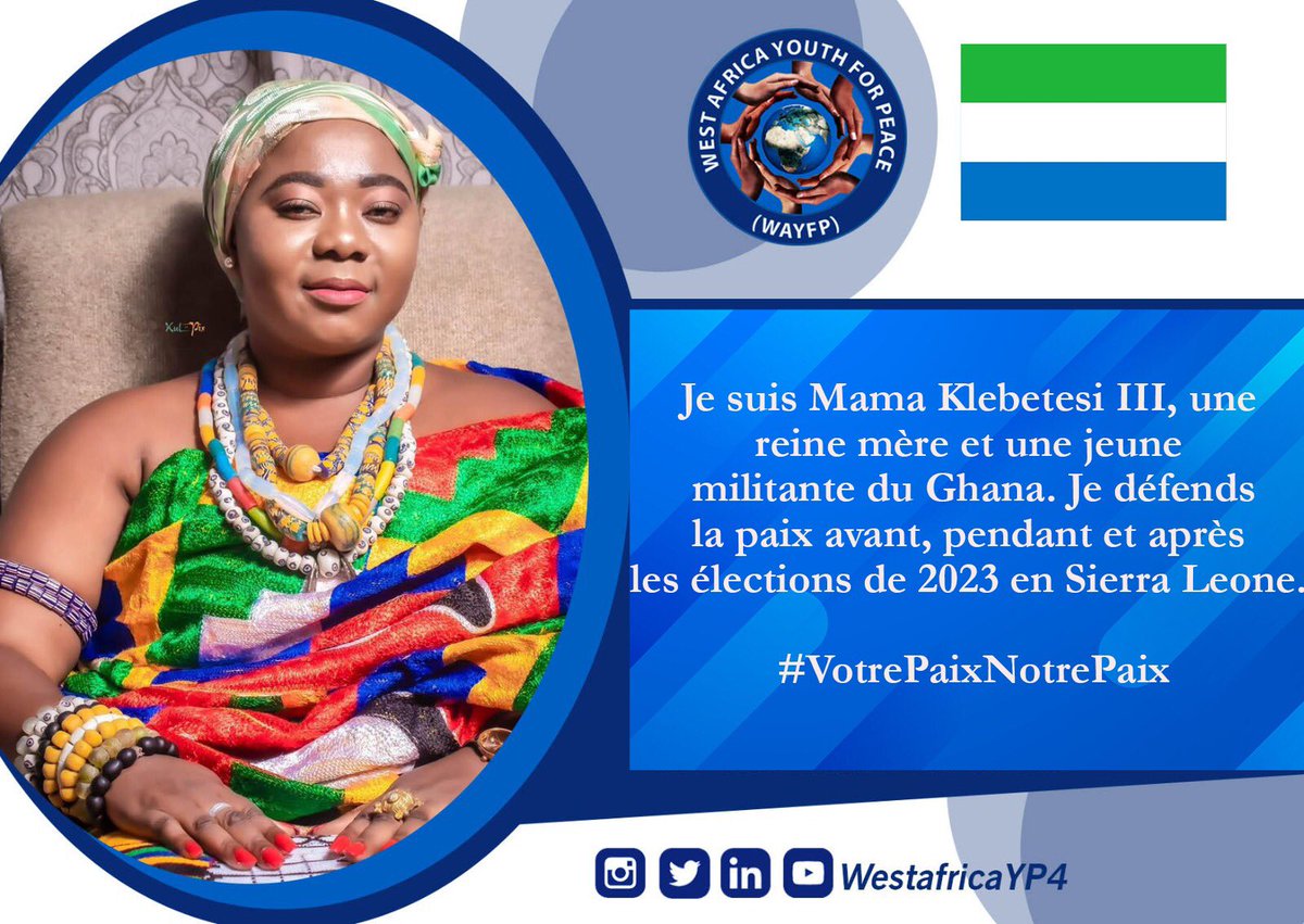 #VotrePaixNotrePaix 
#YourPeaceOurPeace
#SierraLeoneElection2023 @ecowas_cedeao  @WANEP_Regional  @COI_foundation @europeanunions @_AfricanUnion @addovera @ElormBeenie @apcsierraleone @NGCSierraleone @UNICEFSL @Renel_GF @NNYOG_GH