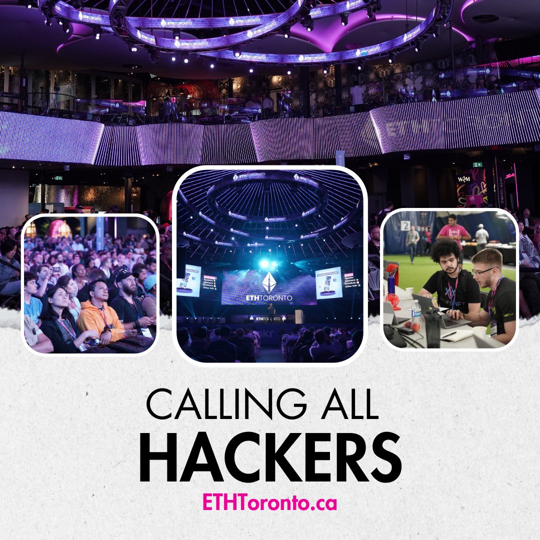 📣 CALLING ALL HACKERS 📣 

Apply to #ETHToronto &amp; dive into the world of #Web3 🤯💥

👉 Learn from experts
👉 Collaborate with like-minded developers
👉 Unlock new skills
👉 Forge lifelong connections

APPLY FOR FREE ➡️ ETHToronto.ca
$ETH $BTC $HBAR $NEAR $MKR $ADA