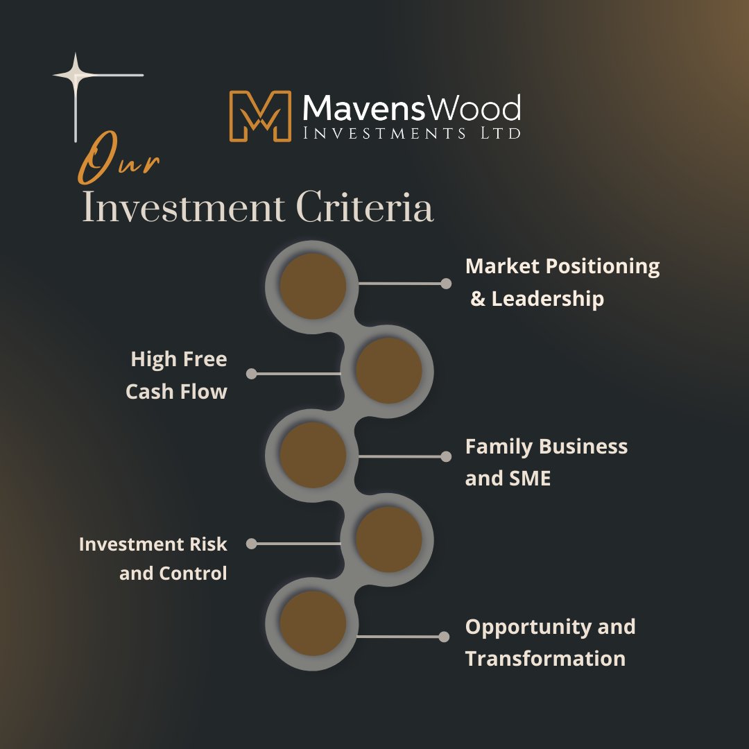 At Mavenswood, we have clear and strategic investment criteria that guide our decision-making process.

#InvestmentCriteria #BusinessPartnership #investment #investmentcapital #venturecapital #investmentstrategy #investments #capital #mavenswood #VentureCapitalist