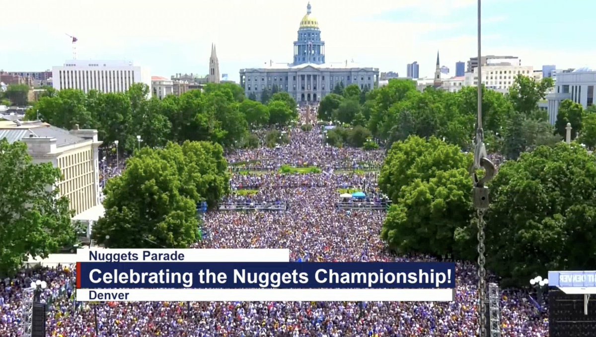 barstoolsports's tweet photo. Denver is PACKED for the Nuggets https://t.co/XaSb22ZhOM