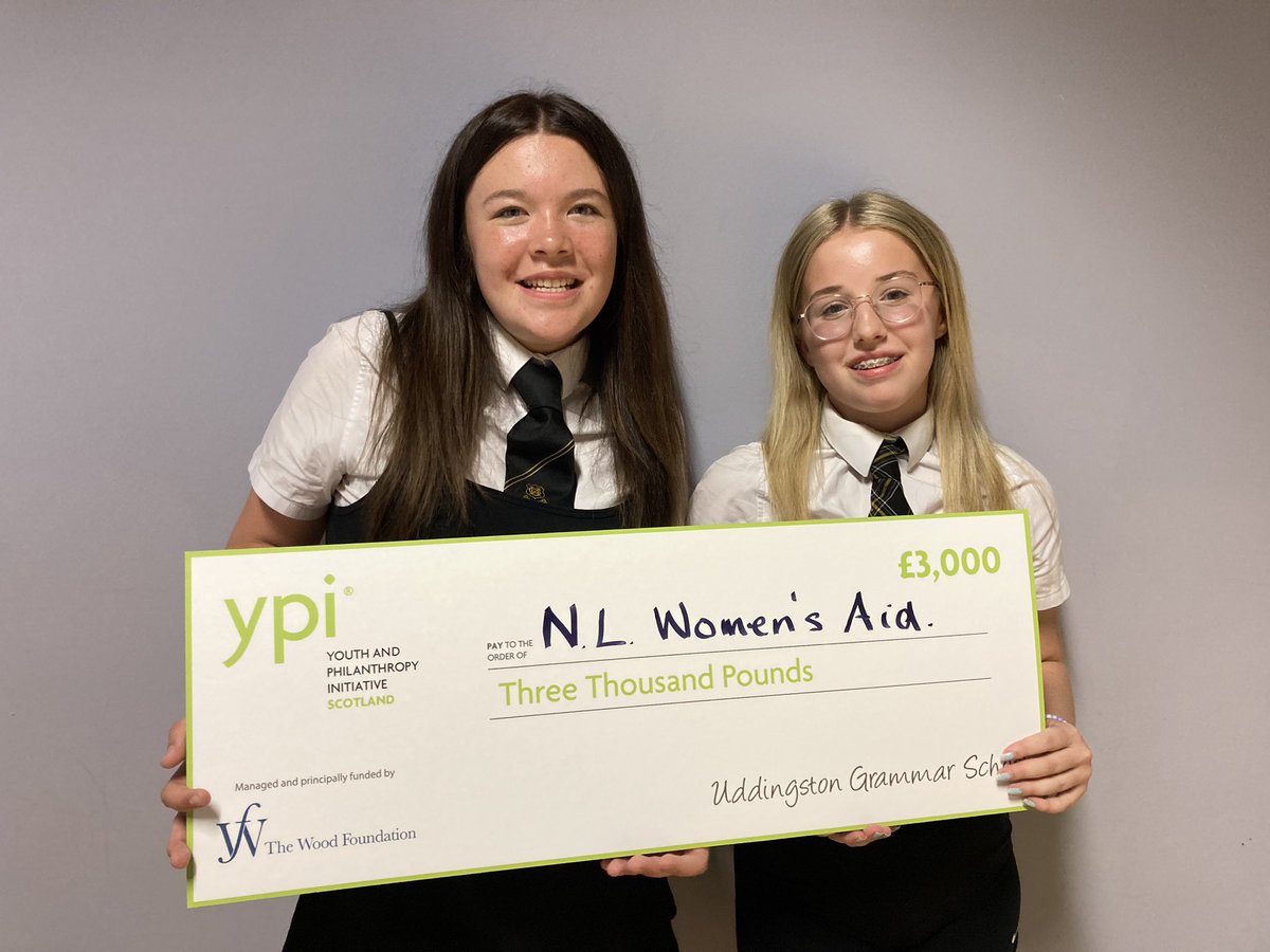 In <a href="/SouthLanCouncil/">South Lanarkshire Council</a> today for the #ypi final <a href="/UGSchool/">Uddingston Grammar School</a> , Uddingston Grammar. The £3K grant will be given to <a href="/nlwomensaid/">Cumbernauld and District Women's Aid SCIO</a> by these young women.