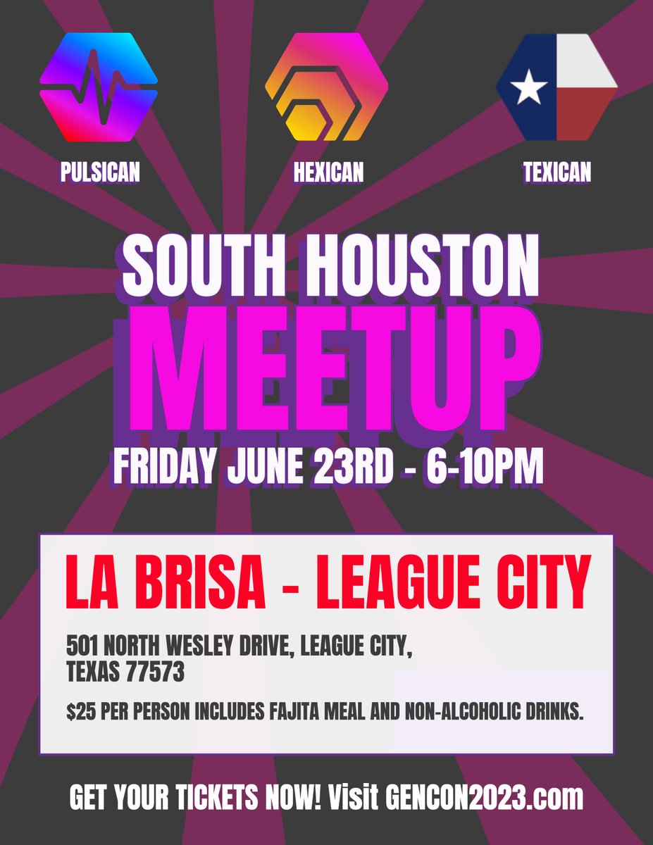 Houston, TX Meetup for Pulsicans, Hexicans & Texicans! June 23rd 6-10PM - Please RT.
