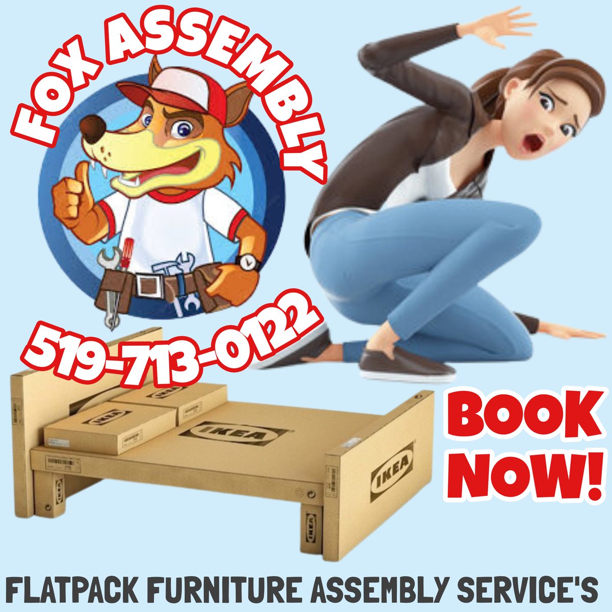 FoxAssembly's tweet image. Choose Fox Assembly, and let us solve the puzzle while you sit back and enjoy the results!
Just text us or message us with the item(s) you have and someone will get right back to you with a free quote.
Text is Best 519-713-0122